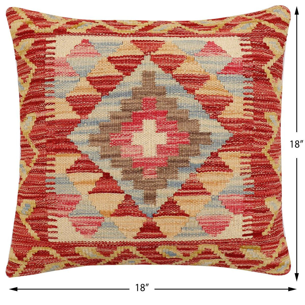 handmade Traditional Pillow Rust Beige Hand-Woven SQUARE 100% WOOL Hand woven turkish pillow2 x 2