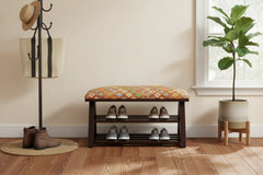 handmade Traditional Shoe Rack Rust Blue Hand-made RECTANGLE Vegetable dyed wool and wood  
