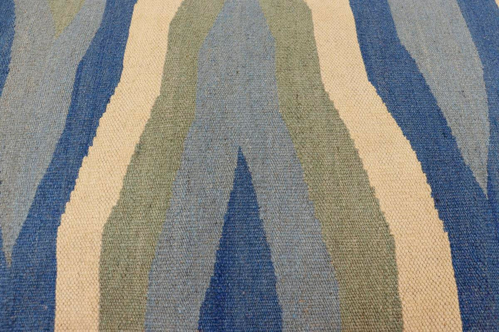 handmade Traditional Settees Blue Beige Hand-made RECTANGLE Vegetable dyed wool and wood  