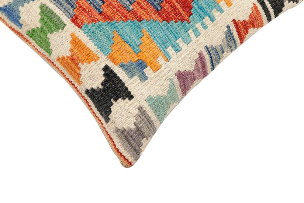 handmade Traditional Pillow Rust Blue Hand-Woven SQUARE 100% WOOL  Hand woven turkish pillow  3 x 5