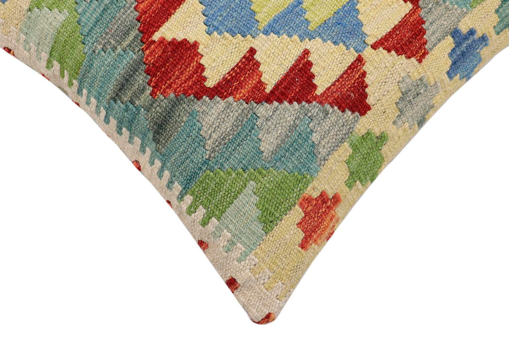handmade Traditional Pillow Rust Blue Hand-Woven SQUARE 100% WOOL Hand woven turkish pillow2 x 2