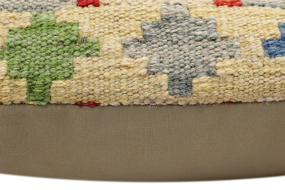 handmade Traditional Pillow Rust Blue Hand-Woven SQUARE 100% WOOL Hand woven turkish pillow2 x 2