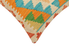 handmade Traditional Pillow Rust Blue Hand-Woven SQUARE 100% WOOL Hand woven turkish pillow2 x 2