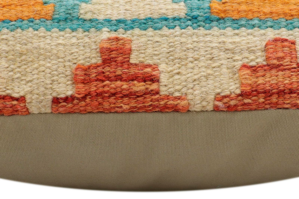 handmade Traditional Pillow Rust Blue Hand-Woven SQUARE 100% WOOL Hand woven turkish pillow2 x 2