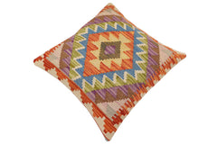 handmade Traditional Pillow Rust Blue Hand-Woven SQUARE 100% WOOL Hand woven turkish pillow2 x 2
