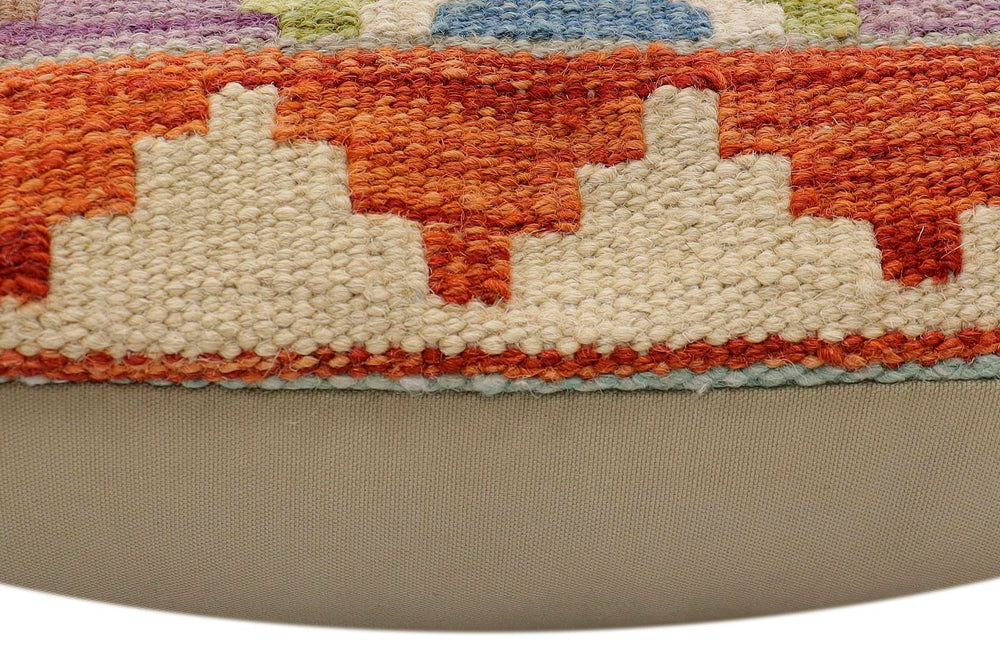 handmade Traditional Pillow Rust Blue Hand-Woven SQUARE 100% WOOL Hand woven turkish pillow2 x 2
