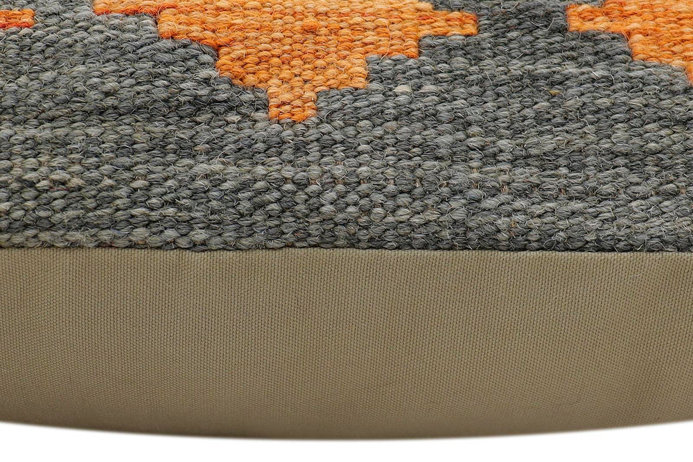 handmade Modern Pillow Rust Blue Hand-Woven SQUARE 100% WOOL  Hand woven turkish pillow  2 x 2