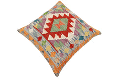 handmade Traditional Pillow Rust Blue Hand-Woven SQUARE 100% WOOL Hand woven turkish pillow2 x 2