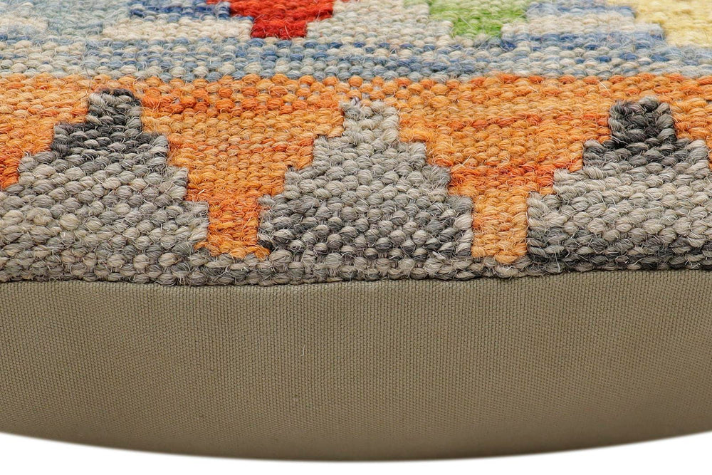 handmade Traditional Pillow Rust Blue Hand-Woven SQUARE 100% WOOL Hand woven turkish pillow2 x 2
