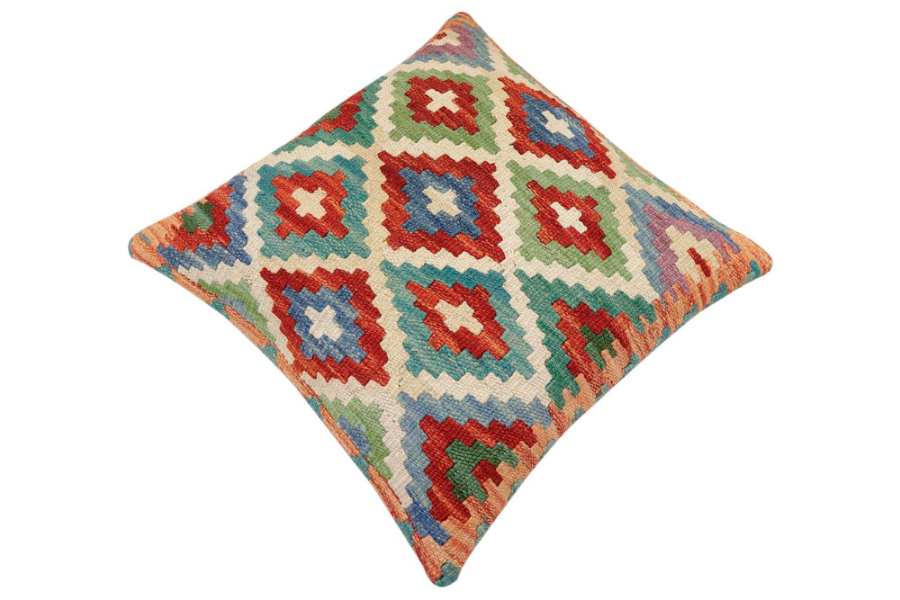 handmade Traditional Pillow Beige Rust Hand-Woven SQUARE 100% WOOL Hand woven turkish pillow2 x 2