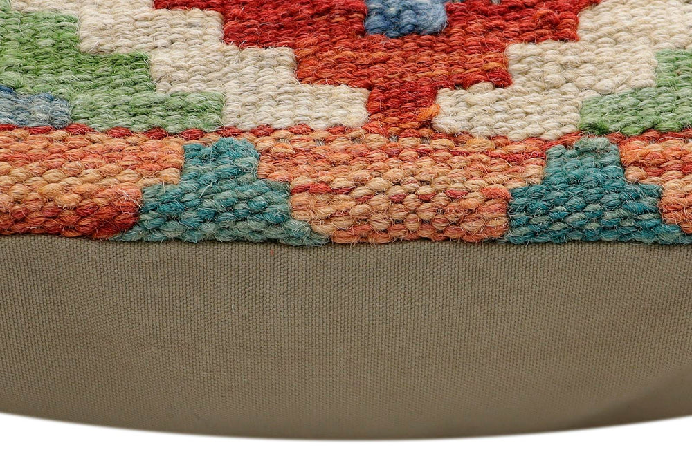 handmade Traditional Pillow Beige Rust Hand-Woven SQUARE 100% WOOL Hand woven turkish pillow2 x 2