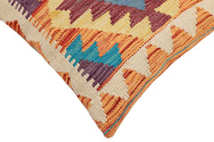 handmade Traditional Pillow Rust Blue Hand-Woven SQUARE 100% WOOL Hand woven turkish pillow2 x 2