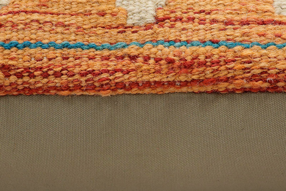 handmade Traditional Pillow Rust Blue Hand-Woven SQUARE 100% WOOL Hand woven turkish pillow2 x 2