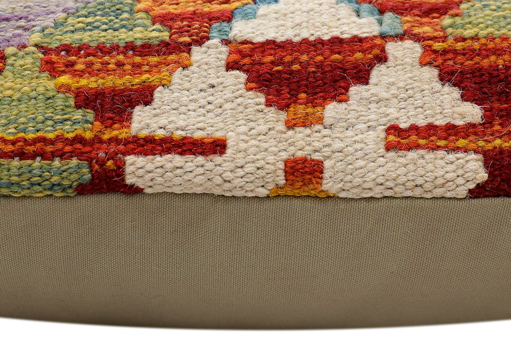 handmade Traditional Pillow Rust Blue Hand-Woven SQUARE 100% WOOL  Hand woven turkish pillow  2 x 2