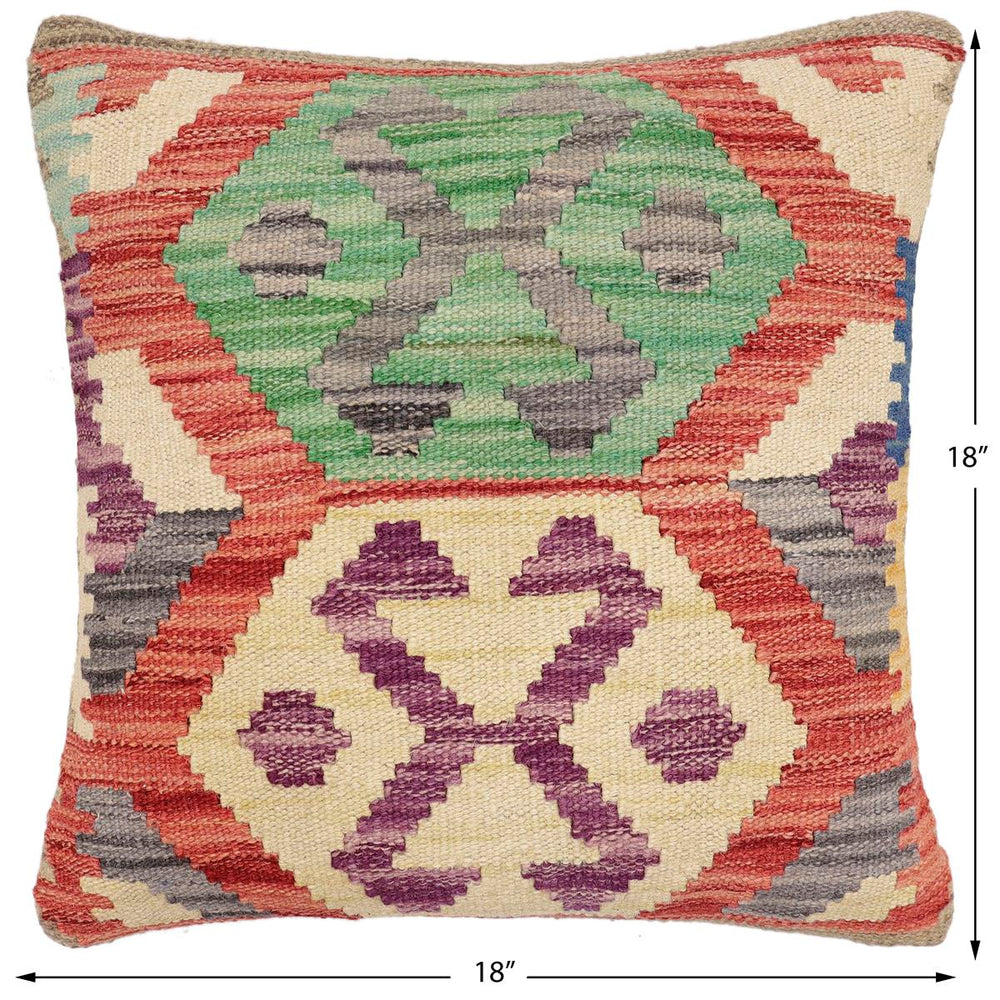 handmade Traditional Pillow Red Gray Hand-Woven SQUARE 100% WOOL Hand woven turkish pillow2 x 2