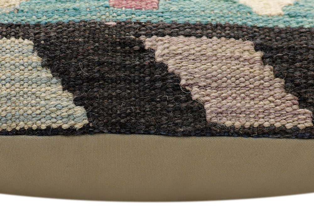 handmade Traditional Pillow Blue Rust Hand-Woven SQUARE 100% WOOL Hand woven turkish pillow2 x 2