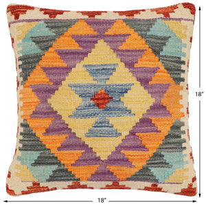 handmade Traditional Pillow Blue Rust Hand-Woven SQUARE 100% WOOL Hand woven turkish pillow2 x 2
