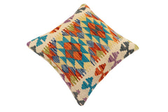 handmade Traditional Pillow Rust Blue Hand-Woven SQUARE 100% WOOL Hand woven turkish pillow2 x 2
