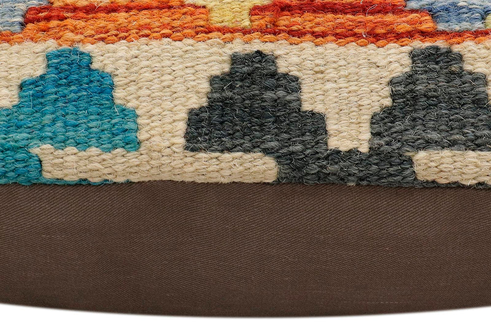 handmade Traditional Pillow Rust Blue Hand-Woven SQUARE 100% WOOL Hand woven turkish pillow2 x 2