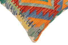 handmade Traditional Pillow Rust Blue Hand-Woven SQUARE 100% WOOL  Hand woven turkish pillow  3 x 5