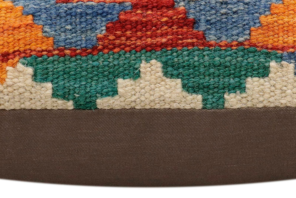 handmade Traditional Pillow Rust Blue Hand-Woven SQUARE 100% WOOL  Hand woven turkish pillow  3 x 5