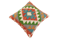 handmade Traditional Pillow Rust Blue Hand-Woven SQUARE 100% WOOL Hand woven turkish pillow2 x 2