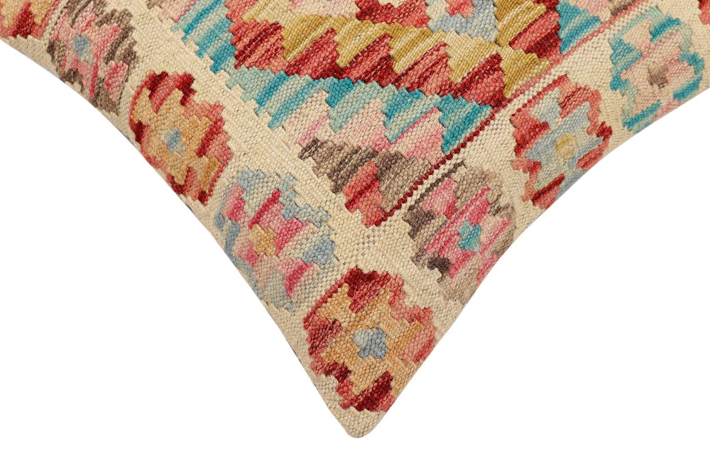 handmade Traditional Pillow Red Blue Hand-Woven SQUARE 100% WOOL  Hand woven turkish pillow  2 x 2