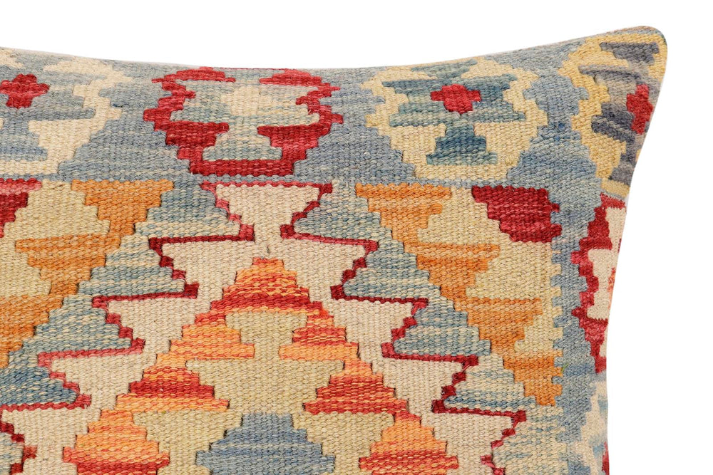 handmade Traditional Pillow Blue Red Hand-Woven SQUARE 100% WOOL Hand woven turkish pillow2 x 2