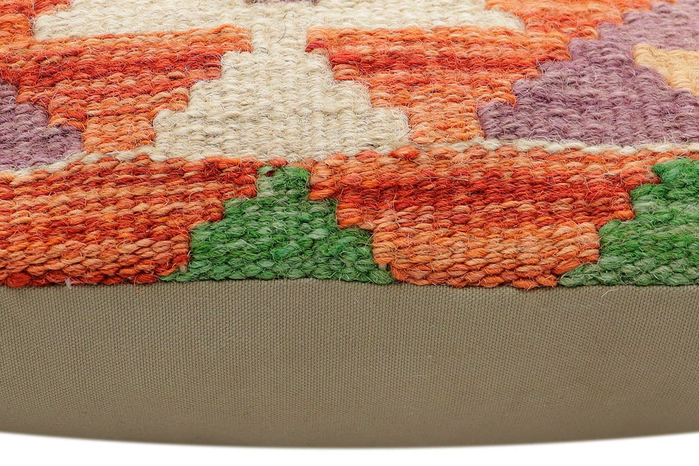 handmade Traditional Pillow Rust Blue Hand-Woven SQUARE 100% WOOL  Hand woven turkish pillow  2 x 2