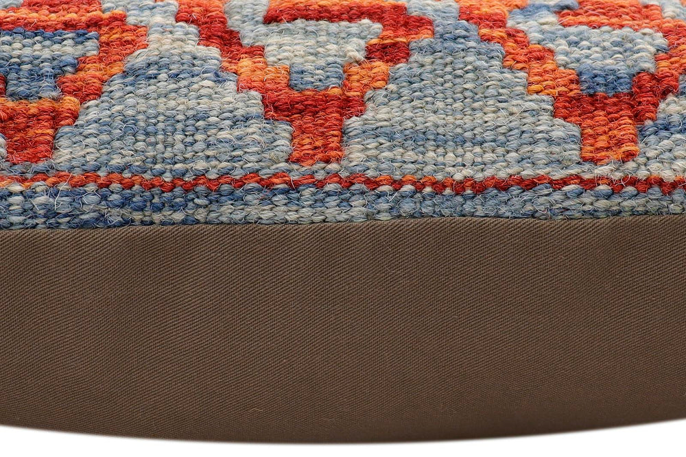 handmade Traditional Pillow Rust Blue Hand-Woven SQUARE 100% WOOL Hand woven turkish pillow2 x 2
