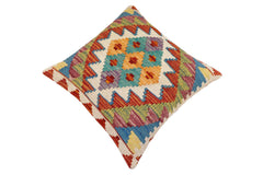 handmade Traditional Pillow Rust Blue Hand-Woven SQUARE 100% WOOL Hand woven turkish pillow2 x 2