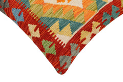 handmade Traditional Pillow Rust Blue Hand-Woven SQUARE 100% WOOL Hand woven turkish pillow2 x 2