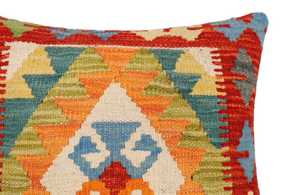 handmade Traditional Pillow Rust Blue Hand-Woven SQUARE 100% WOOL Hand woven turkish pillow2 x 2