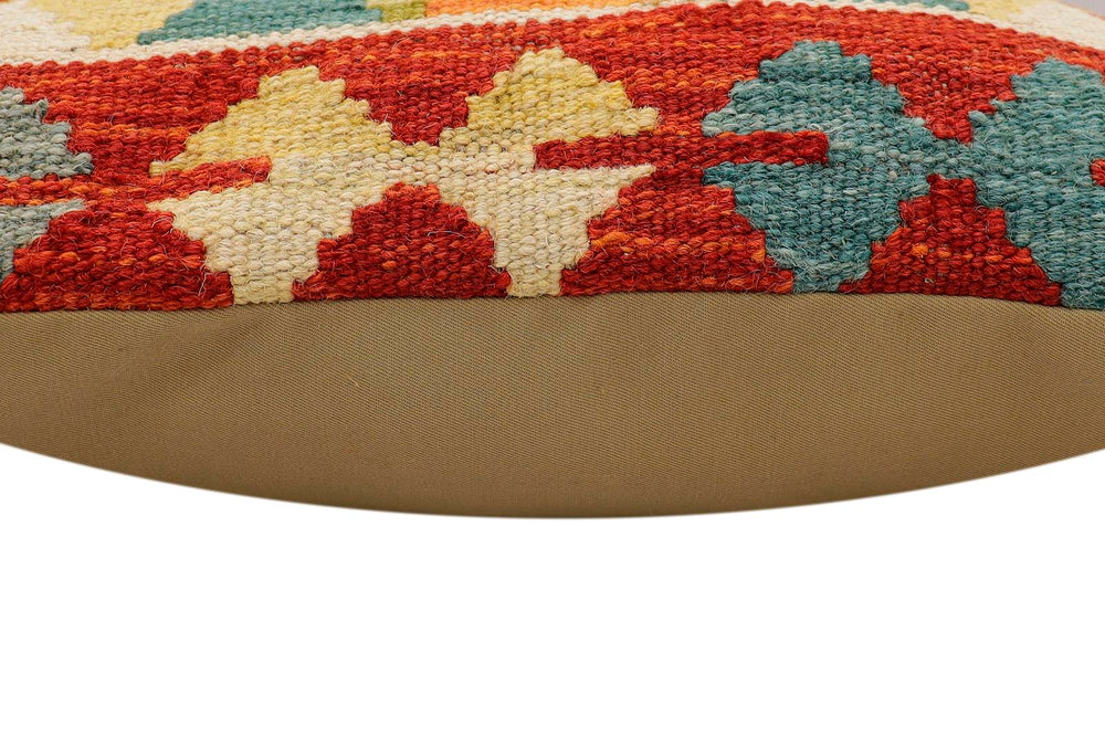 handmade Traditional Pillow Rust Blue Hand-Woven SQUARE 100% WOOL Hand woven turkish pillow2 x 2