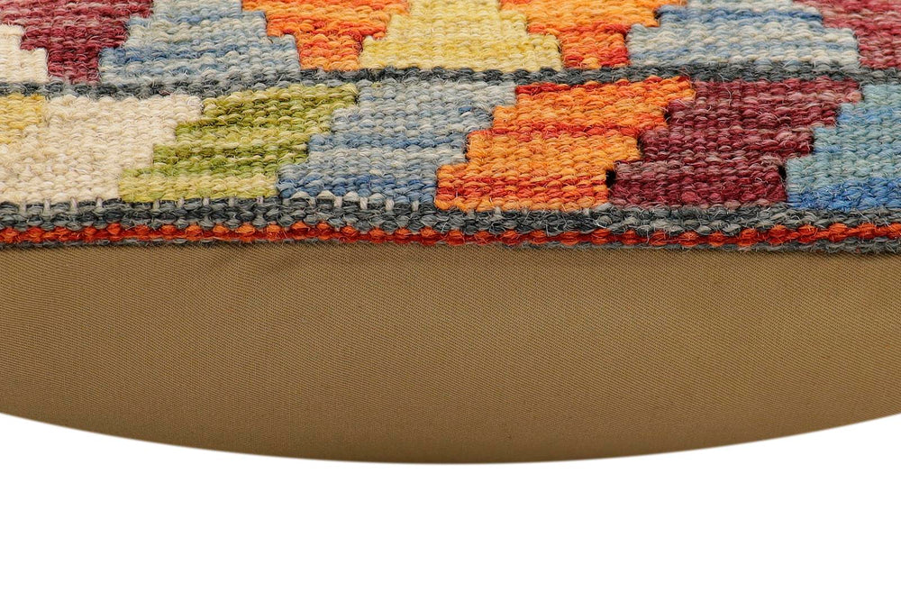 handmade Traditional Pillow Rust Blue Hand-Woven SQUARE 100% WOOL  Hand woven turkish pillow  2 x 2