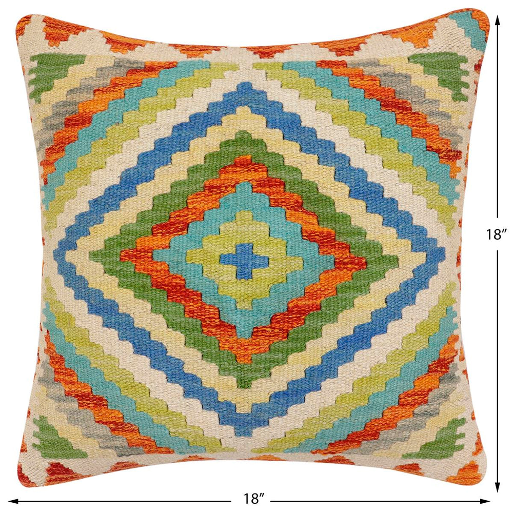 handmade Traditional Pillow Rust Beige Hand-Woven SQUARE 100% WOOL Hand woven turkish pillow2 x 2