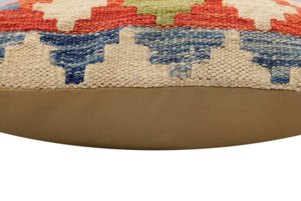 handmade Traditional Pillow Rust Blue Hand-Woven SQUARE 100% WOOL Hand woven turkish pillow2 x 2