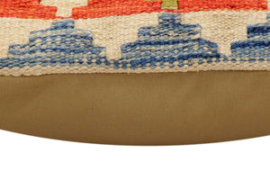 handmade Traditional Pillow Rust Blue Hand-Woven SQUARE 100% WOOL Hand woven turkish pillow2 x 2