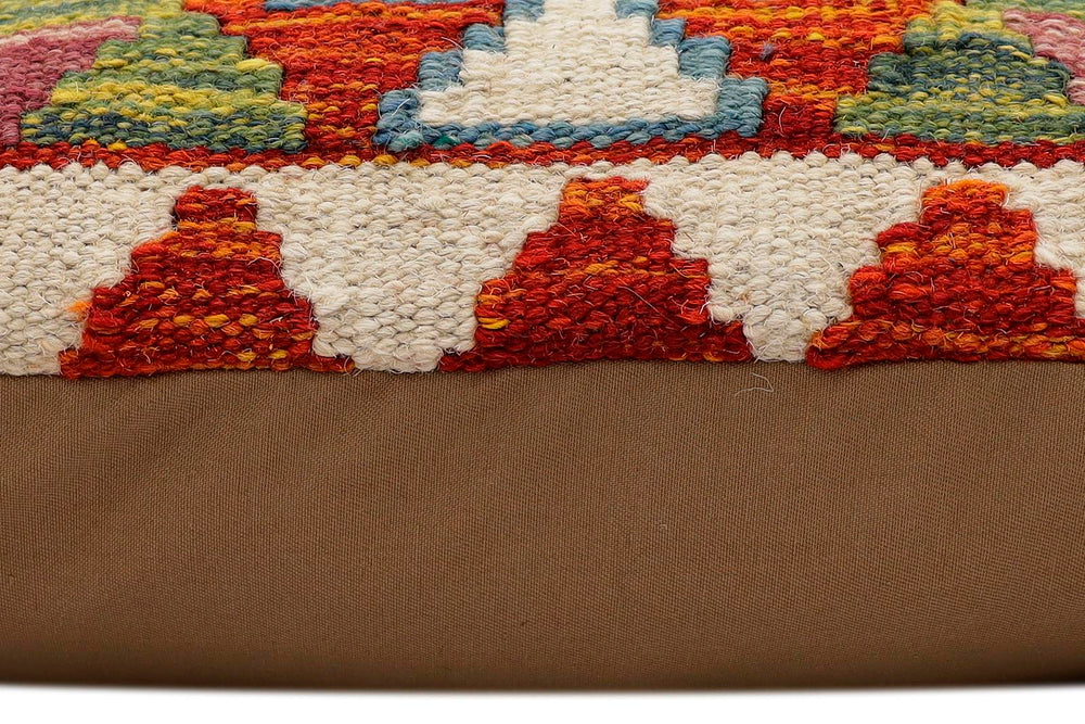 handmade Traditional Pillow Rust Blue Hand-Woven SQUARE 100% WOOL  Hand woven turkish pillow  2 x 2