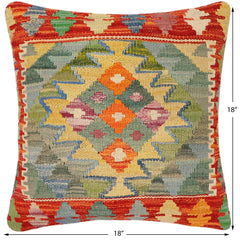 handmade Traditional Pillow Rust Blue Hand-Woven SQUARE 100% WOOL Hand woven turkish pillow2 x 2