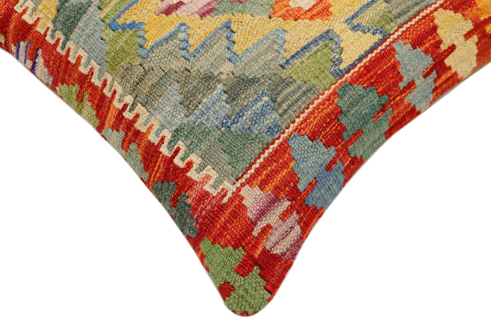 handmade Traditional Pillow Rust Blue Hand-Woven SQUARE 100% WOOL Hand woven turkish pillow2 x 2