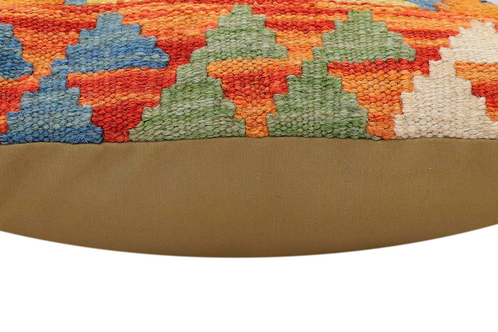 handmade Traditional Pillow Rust Blue Hand-Woven SQUARE 100% WOOL Hand woven turkish pillow2 x 2