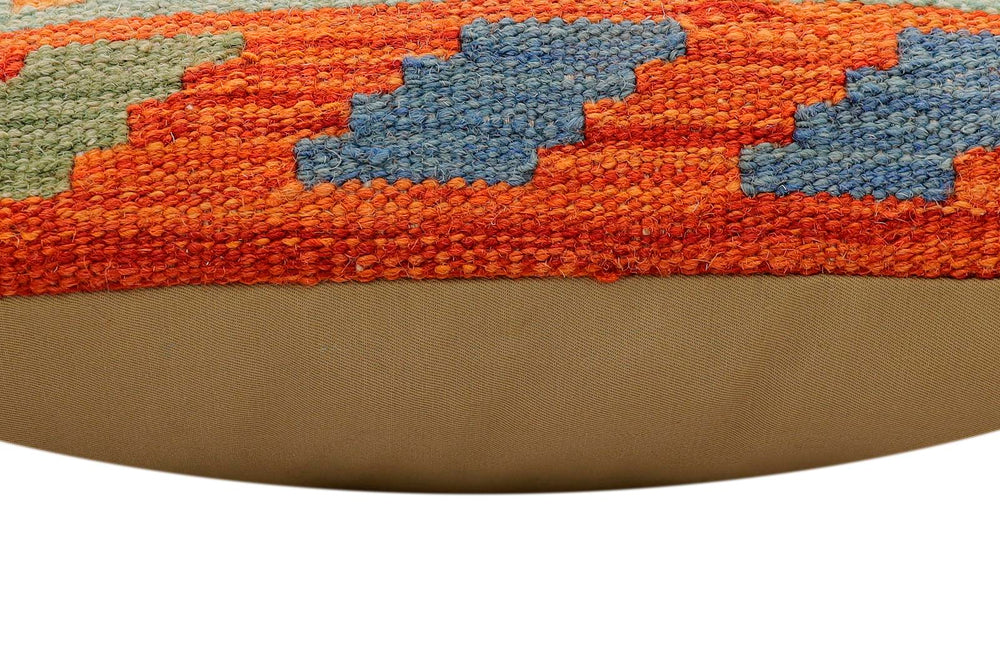 handmade Traditional Pillow Rust Blue Hand-Woven SQUARE 100% WOOL Hand woven turkish pillow2 x 2