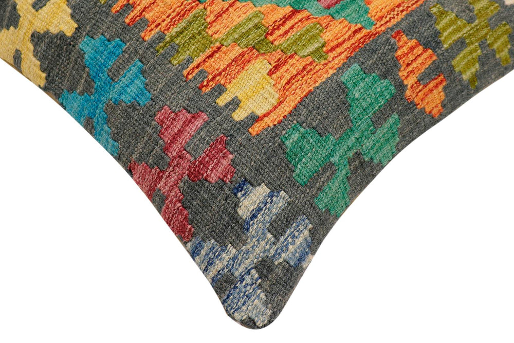 handmade Traditional Pillow Rust Charcoal Hand-Woven SQUARE 100% WOOL Hand woven turkish pillow2 x 2