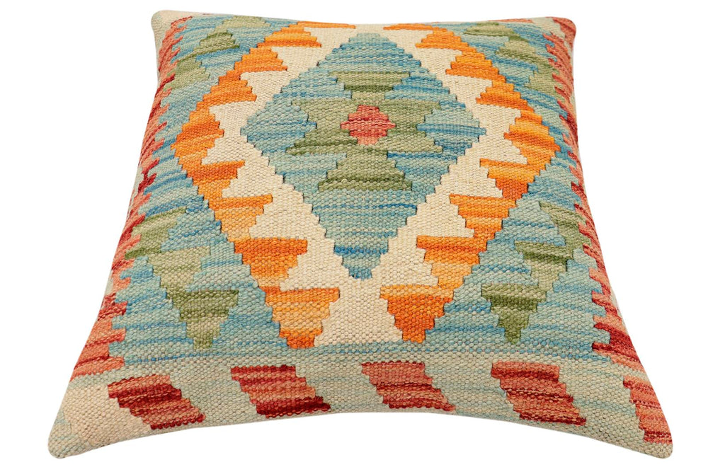 handmade Traditional Pillow Red Blue Hand-Woven SQUARE 100% WOOL Hand woven turkish pillow2 x 2