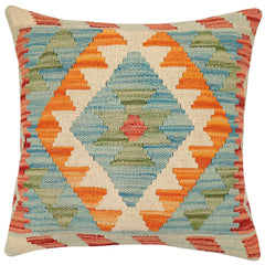handmade Traditional Pillow Red Blue Hand-Woven SQUARE 100% WOOL Hand woven turkish pillow2 x 2