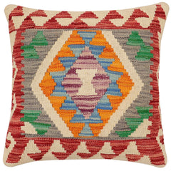 handmade Traditional Pillow Red Blue Hand-Woven SQUARE 100% WOOL Hand woven turkish pillow2 x 2