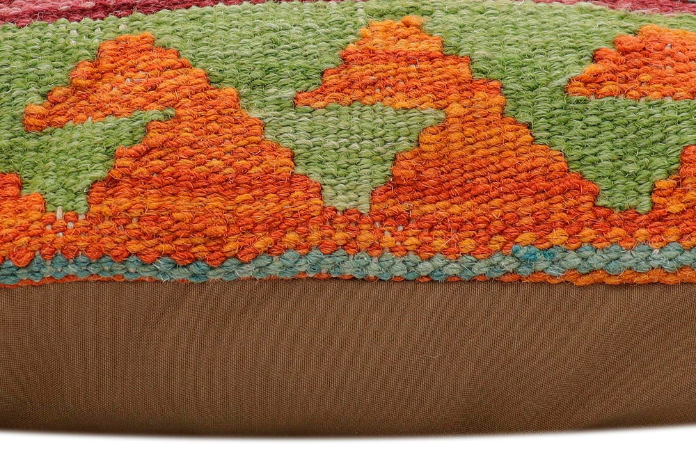 handmade Traditional Pillow Rust Blue Hand-Woven SQUARE 100% WOOL Hand woven turkish pillow2 x 2