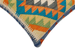handmade Traditional Pillow Rust Blue Hand-Woven SQUARE 100% WOOL Hand woven turkish pillow2 x 2