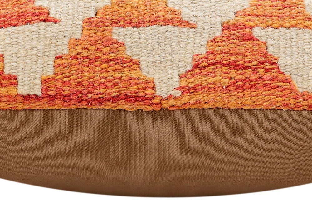 handmade Traditional Pillow Rust Blue Hand-Woven SQUARE 100% WOOL  Hand woven turkish pillow  2 x 2
